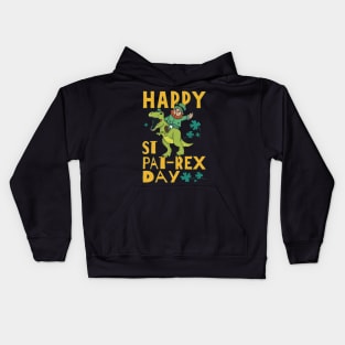 Happy St. Pat-Rex Day Leprechaun Riding T-Rex Dinosaur for St. Patrick's Day Kids Hoodie